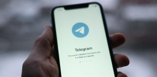 Telegram logo on the smartphone screen