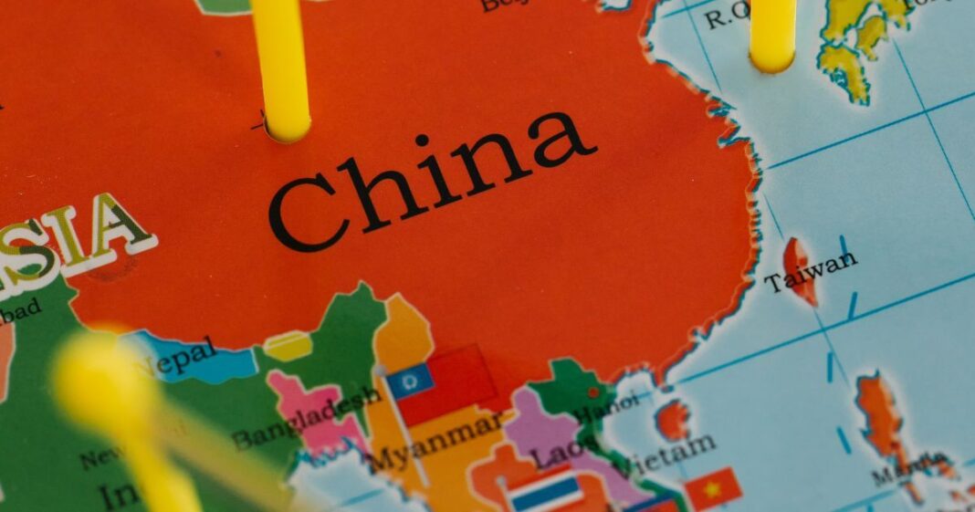 China on the global map of the world