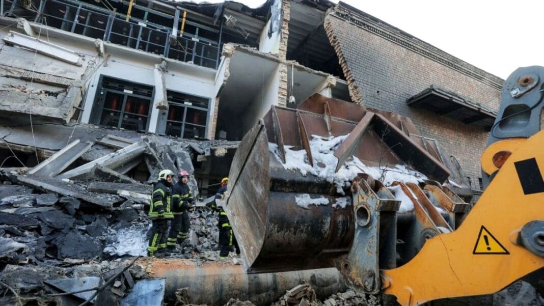 Damaged heating and power plant in Kyiv after attack