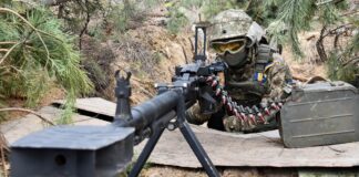 Ukrainian soldiers during combat training