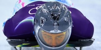 Український скелетоніст Владислав Гераскевич під час виступу на міжнародних змаганнях