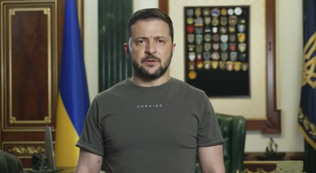 Volodymyr Zelenskyy during his speech