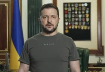 Volodymyr Zelenskyy during his speech