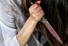 a knife in a girl's hands