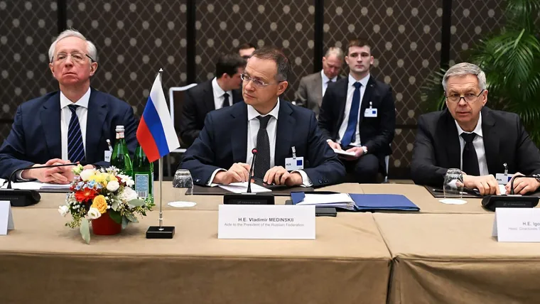 image The Russian delegation during the talks in Geneva