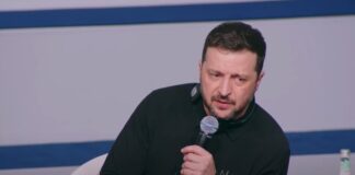 Володимир Зеленський під час виступу в Мюнхені