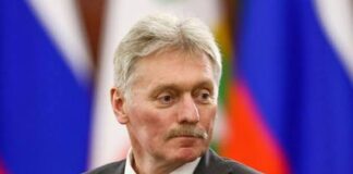 Dmitry Peskov during a briefing in the Kremlin