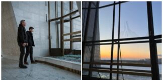 Damaged windows of the museum of the Motherland monument«