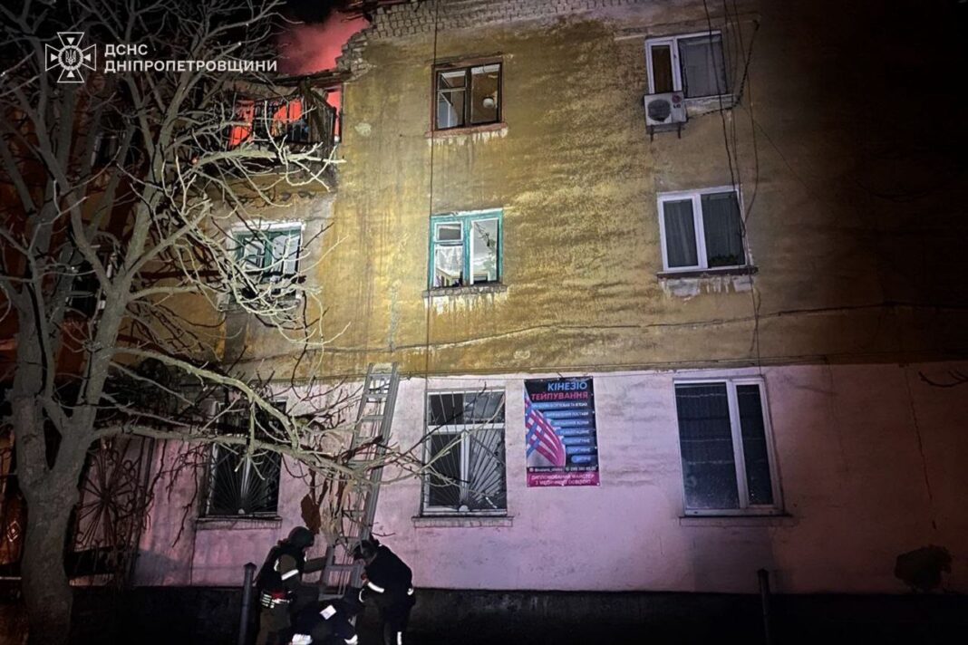 Damaged residential building in the Dnipro region