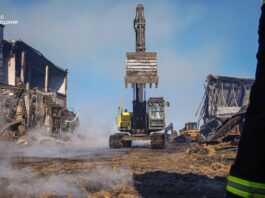 ліквідація наслідків обстрілу підприємства в Яготині