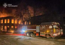 Firefighters extinguish large-scale fire after UAV attack in Kharkiv region