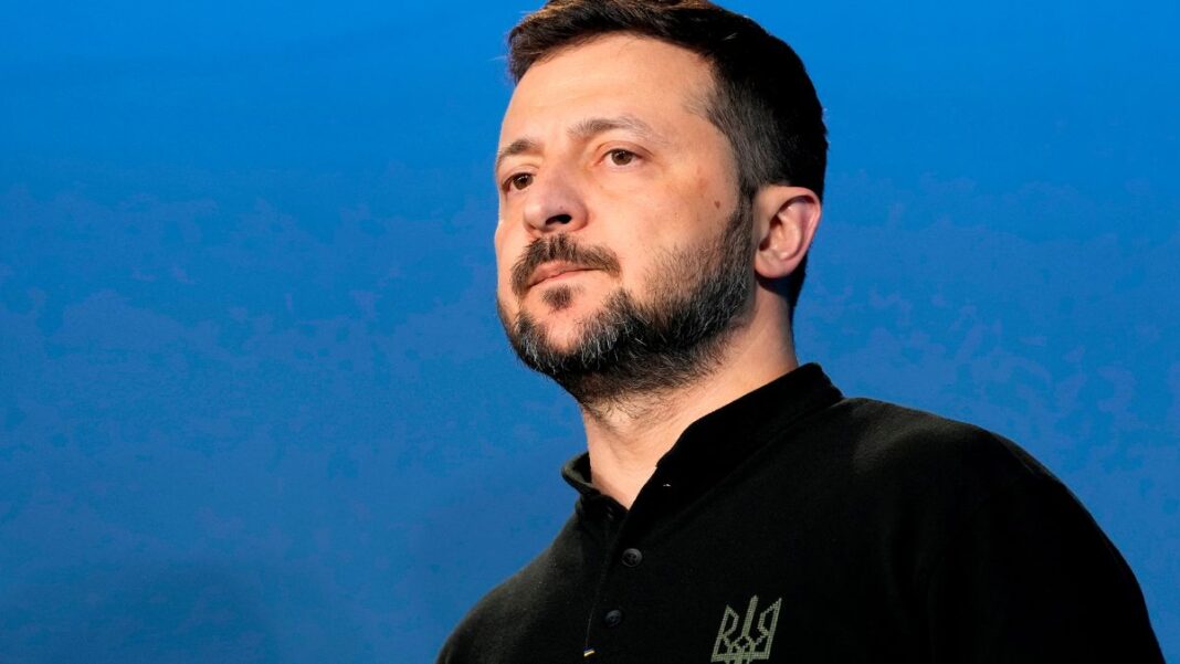 Volodymyr Zelenskyy during a public speech