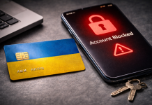 Банківська картка та повідомлення про блокування рахунку