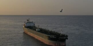 A tanker on the roadstead off the coast of Malaysia