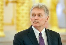 Kremlin spokesman Dmitry Peskov during a press briefing
