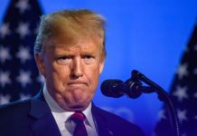 Donald Trump during his speech on sanctions