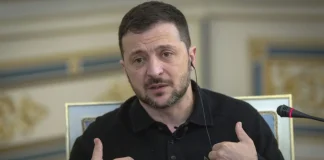 Volodymyr Zelenskyy speaks at a press conference