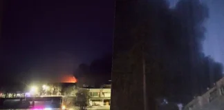 Fire in the port of Primorsk after a Russian drone attack