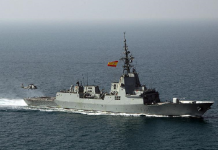 Spanish Navy frigate in the Mediterranean Sea