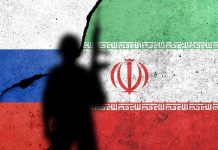 Flags of Russia and Iran