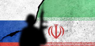 Flags of Russia and Iran