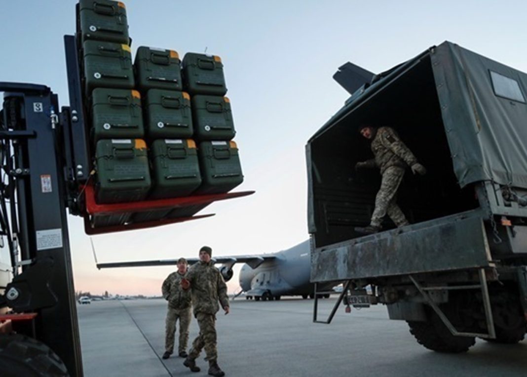 4366783 US military equipment in a warehouse before being shipped to Ukraine