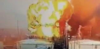 Fire on the territory of the fuel terminal of the port of Ust-Luga after the attack