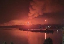 Росія заявила про збиття 283 БПЛА за ніч Пожежа на промисловому об'єкті в Росії після атаки дронів