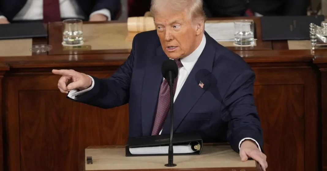 US President Donald Trump during a public speech