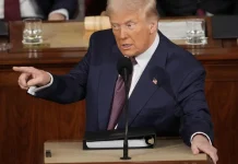 US President Donald Trump during a public speech
