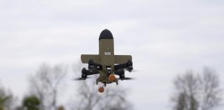 Ukrainian interceptor drone in the air