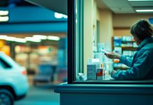 Medicines allowed to be sold at petrol stations in Ukraine A petrol station with a medicine display