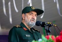 Mohsen Rezaei speaks at a press conference in Iran