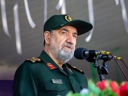 Mohsen Rezaei speaks at a press conference in Iran