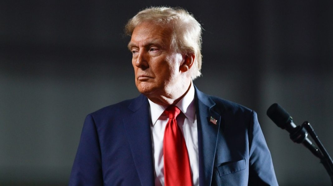 Donald Trump speaks at a political event