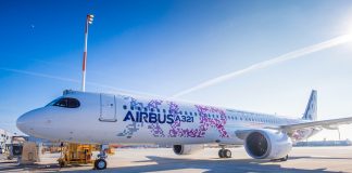 Літак європейської авіакомпанії на злітній смузі аеропорту