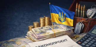 A calculator, documents and hryvnias on the table while calculating taxes.