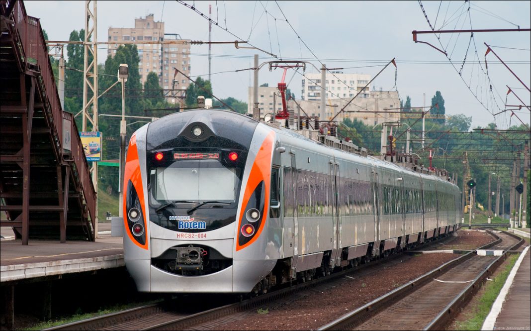 Intercity high-speed train at the railway station