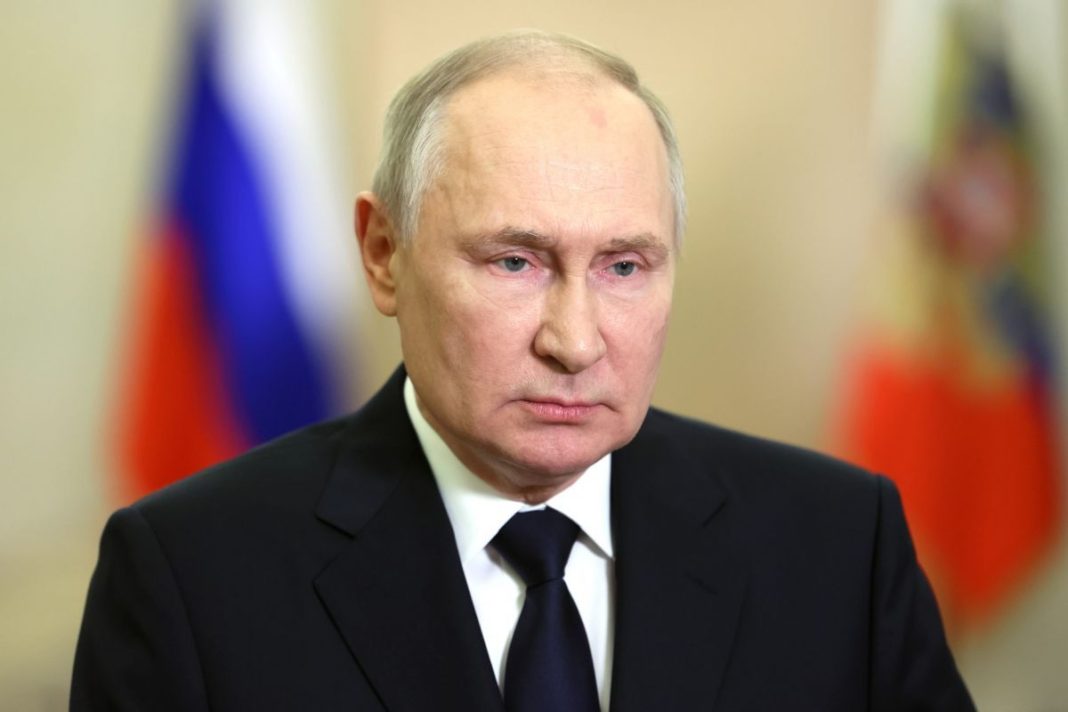 Vladimir Putin speaking at the Kremlin