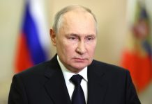 Vladimir Putin speaking at the Kremlin