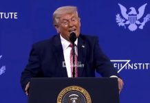 US President Donald Trump speaks at a public event