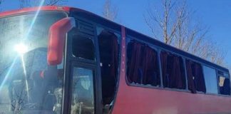 Damaged bus in Kharkiv region after shelling