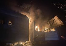 Russians strike a passenger train with a UAV in Kharkiv region Damaged locomotive on railway track after drone attack