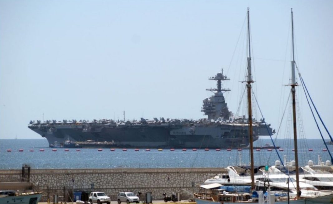 The US aircraft carrier Gerald R. Ford at sea