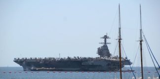 The US aircraft carrier Gerald R. Ford at sea