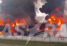 Пожежа на нафтобазі у Лабінську, полум'я охоплює резервуари з пальним