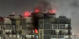 Consequences of a Russian air defence missile hitting a residential building in Krasnodar