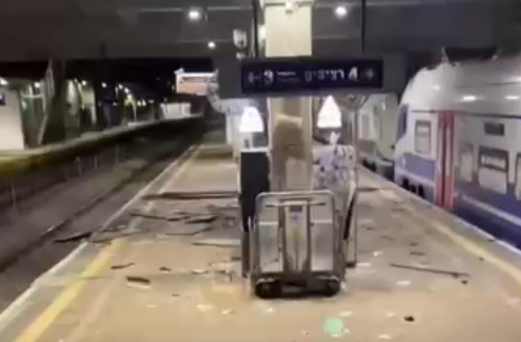 Destroyed railway station in Tel Aviv after shelling