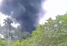 Вибух та задимлення на місці падіння літака в Колумбії