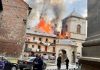 Російський дрон атакував центр Львова Пожежа у старовинному будинку на Соборній площі Львова